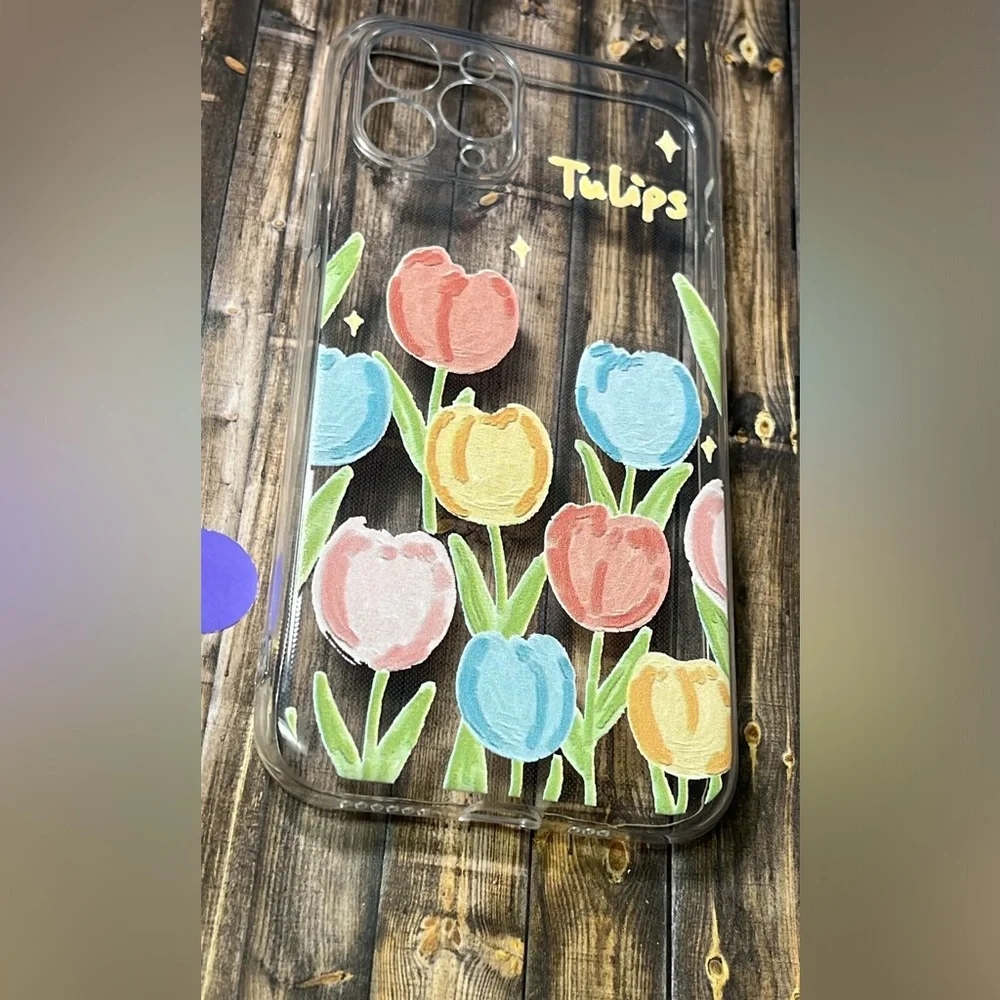 5for$10 Painted Cream Tulips Floral iPhone 11 Pro Protective Phone Case NWT